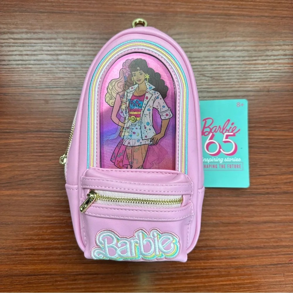 Loungefly Barbie 65th Anniversary Pink Mini Backpack Lenticular Pencil Case - Picture 1 of 14